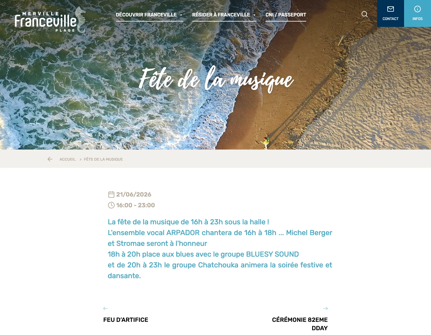 Annonce officielle de la Fête de la musique à Merville-Franceville le 21 juin 2026