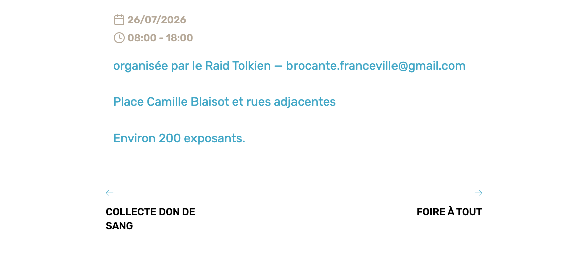 Fiche officielle de la Foire à tout de Merville-Franceville du 26 juillet 2026